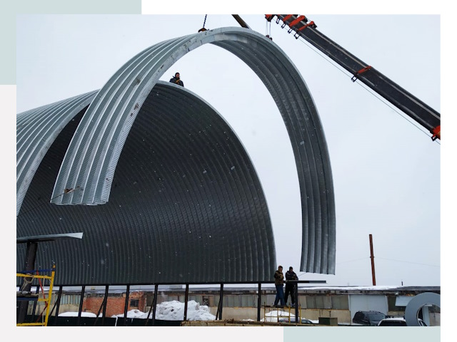 Полукруглые ангары в Скопине